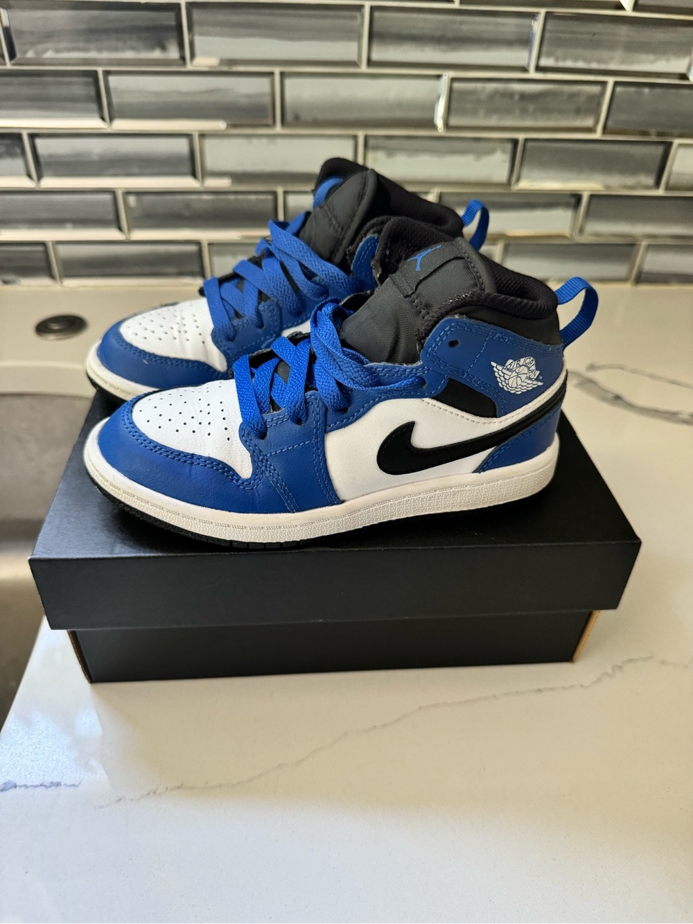 Nike Kids Blue, White and Black High-Top Sneakers